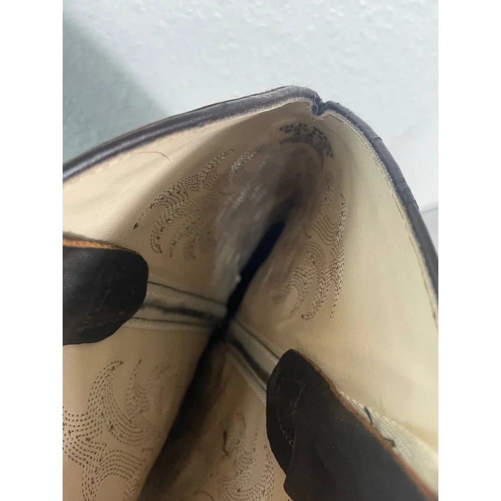 Old West Boys Brown Leather Western Cowboy Boots Square Toe Wedge Sole 4.5D